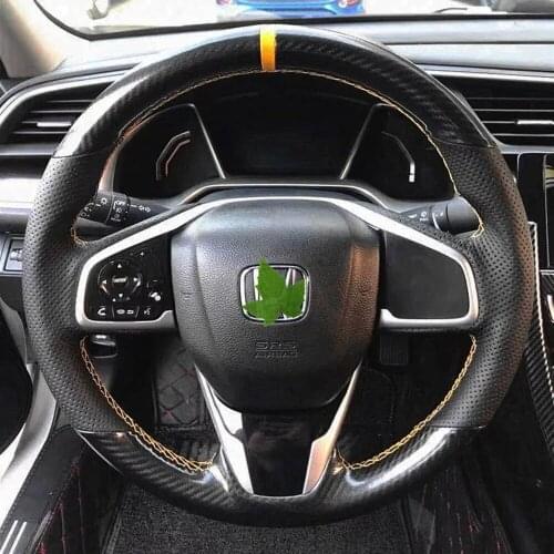 DIY Car Steering Wheel Cover Non-slip Black Genuine Leather For Honda Civic 10 2016-2021 CR-V CRV 2017-202 Clarity 2018-2021