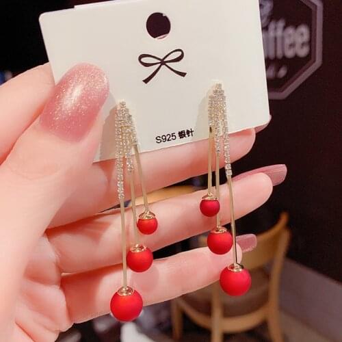 Exquisite Zircon Geometry Eardrop Temperamental Simulated-pearl Tassel Pendant Earrings For Women Party Jewelry Gift