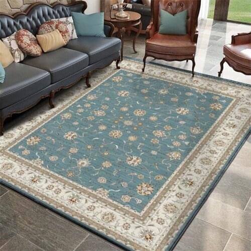 Retro classic European and American country flower blue ethnic style door mat bedroom living room bedside carpet mat