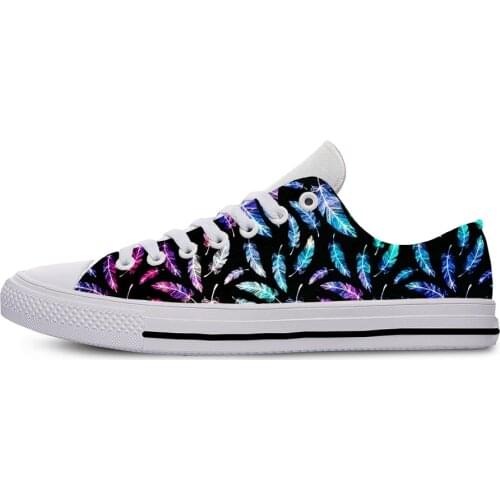 Ethnic Feathers Aesthetic Funny Fashion Casual Cloth Shoes Low Top Lightweight Breathable 3D Printed women Men Female Sneakers
