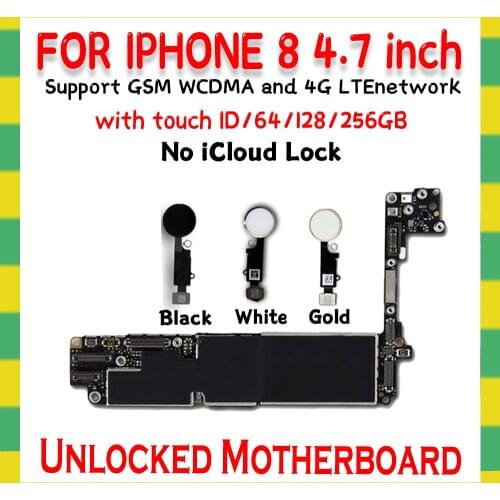 For IPhone 8 Motherboard Unlocked With/NO Touch ID 100% Original Logic Board Good Tested Mainboard iOS Update System