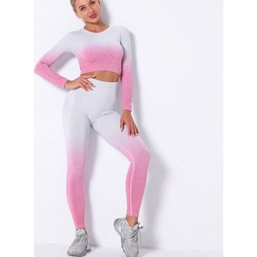 Best Selling Fitness Long Sleeve And Leggings Gym Clothing Workout Seamless Yoga Set