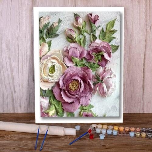 Flowers Art Rose Peony DIY Painting By Numbers Package Oil Paints 40*50 Canvas Pictures Wall Paintings Kids Handicraft
