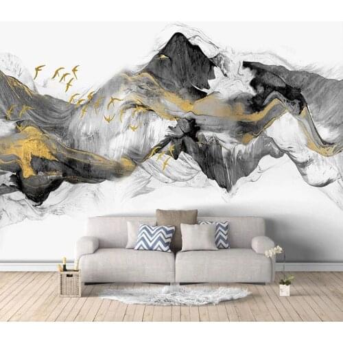 Custom Mural Wallpaper 3D Chinese Style Abstract Golden Ink Landscape Wall Painting Living Room TV Sofa Background Wall Papers