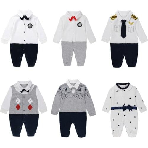 Autumn Spring Cotton Baby Romper Gentleman Children Clothes Infant Rompers Baby Boy Jumpsuits Toddler Newborn Clothes Set