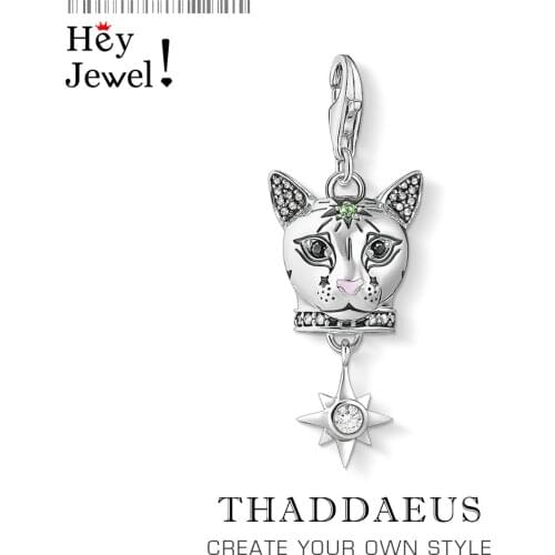 Star Cat Pendant Charm New 2021 Spring Brand New 925 Sterling Silver Cute Magical Gift Fit Bracelet For Women Friend