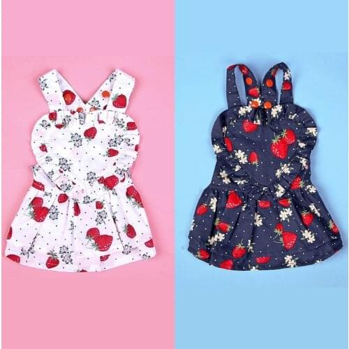 Dog Wedding Dress Pet Hawaiian Dress Summer Princess Pet Clothes Cat Strawberry Skirt Party Suit Poodle Chihuahua Schnauzer
