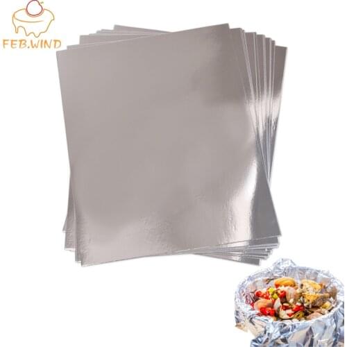 Contains 100 Pre Cut Aluminum Foil Sheets 11.8 x 11.8 Inch Square Tin Foil Sheets For Food Delis Catering Trucks Carts Etc 0015