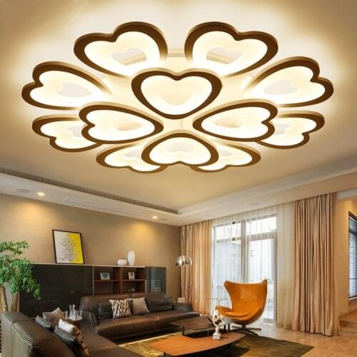 Modern Heart-Shaped Chandelier For Living Dining Room Study Bedroom Kitchen Bathroom Black White Home Indoor Remote Lamps