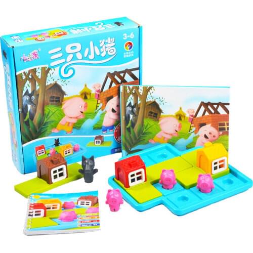 Funny Smart Hide&Seek Board Games Three Little Piggies 48 Challenge with Solution Games IQ Training Toys for Children Gifts