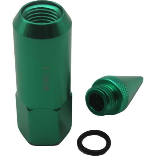 Green 20 PCS M14X1.5 Lug Nuts Extended Tuner Aluminum Wheels Rims Cap