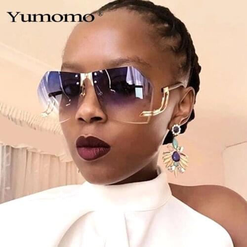 2021 New Irregular Rimless Sunglasses Women Brand Designer Alloy Frame Oversize Gradient Sun Glasses Fashion Female Clear Shades