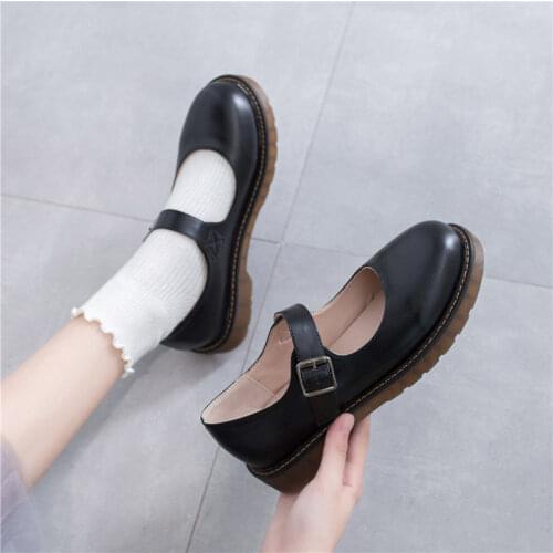 Mary Jane Shoes for Women 2021 Autumn Ankle Strap Pumps Woman Thick Bottom Kawaii Lolita Women Sneakers students shoes