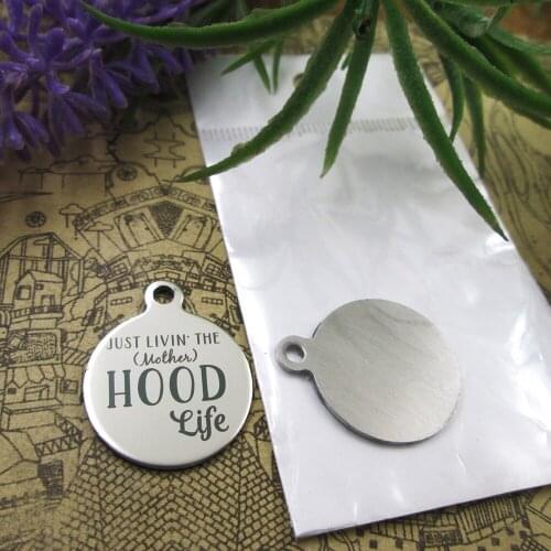 20pcs--"Just Living The Mother Hood Life"stainless steel charms 5 styles for choosing DIY Charms for necklace bracelets