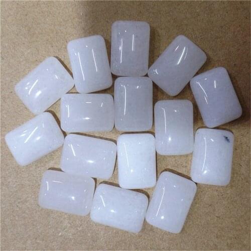 10Pcs 14x10x5mm Wholesale White Malay Jade Oblong Cab Cabochon DIY Jewelry Accessories S141