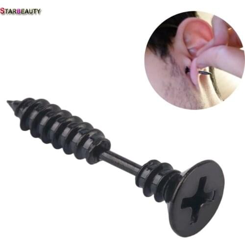 2 pcs/lot Bohemia Screw Back Stud Earrings for Women Black Surgical Steel Stud Earrings Men Aretes Fashion Body Jewelry