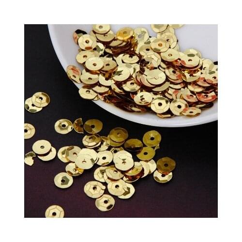 50g(1650pcs) 8mm Cup Sequins for Craft Silver-based Embossing Light Gold Confetti