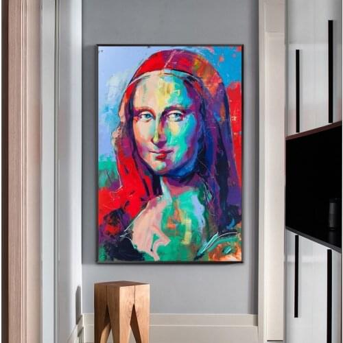 Watercolour Abstract Mona Lisa Canvas Painting Posters and Prints Quadro Wall Art Picture for Living Room Home Decoration Cuadro