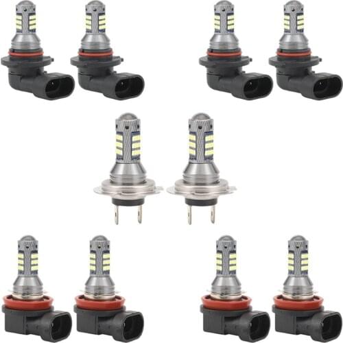 9005 9006 Car Highlight LED Fog Lamp Bulbs H7 H8 H11 42SMD Light Super Bright Auto Driving Running Lamp Replacement 2pcs
