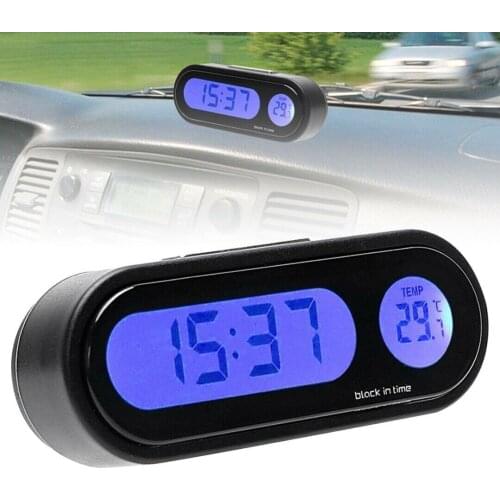 Car Accurate LED Electronic Time Clock Convenient Portable Multifunction Auto Digital 12V LCD Thermometer With Backlight Clocks