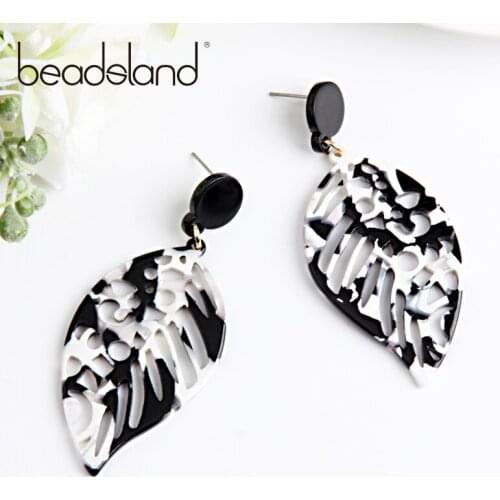 Beadsland Acetic Acrylic Drop Earrings Hollow Leaf Design Fashion Office/career Woman Girl Party Festival Hot Sell Gift 40335