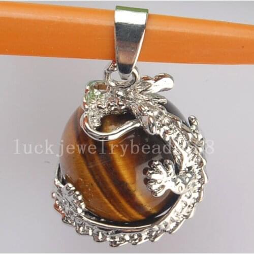 Free Shipping Women Fashion Jewelry Smart Tigers Eye Ball Bead Dragon Pendant 1Pcs C2299