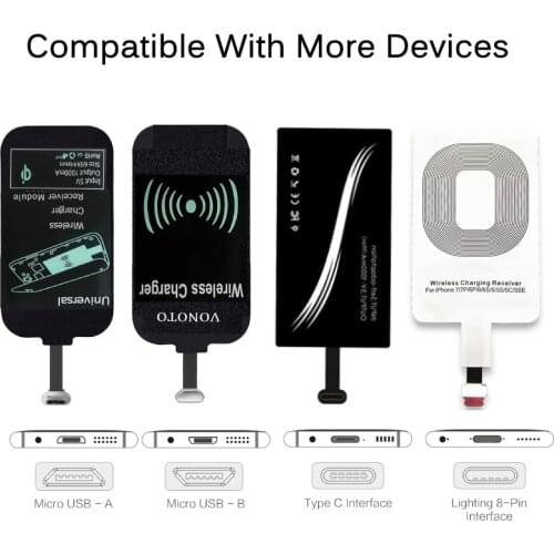 Qi Wireless Charging Receiver For IPhone 7 6s Plus 5s Micro USB Type C Universal Fast Wireless Charger For Samsung Huawei Xiaomi