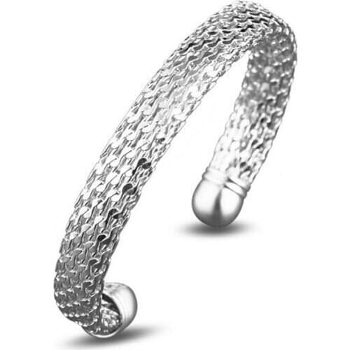 WQQCR Hot Bangle Bracelet Mens and Womens Adjustable Gold Silver colorBraided Shape Cuban Bracelet Party Jewelry Gifts