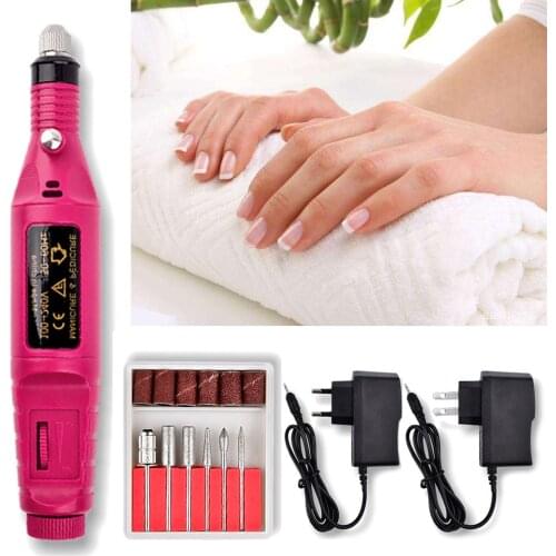 Electric Nail Art Drill Machine Set Kit with 6pcs Replaceable Bits Professional Pedicure Nail File Nail Drill Bit milling cutter