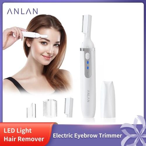 ANLAN Electric Eyebrow Trimmer Painless Eye Brow Razor Mini Portable Shaper LED Light Facial Hair Remover Epilator Makeup Tools