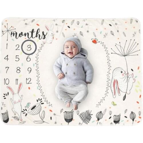 F3ME 1 Set Baby Monthly Record Growth Milestone Blanket Newborn Photography Props Accessories Creative Cartoon Printing Cloth