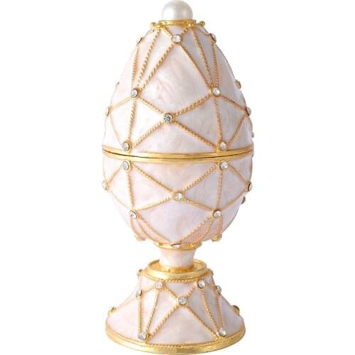 FLETCHER Brand Metal Exquisite White Faberge Egg for Home Decoration