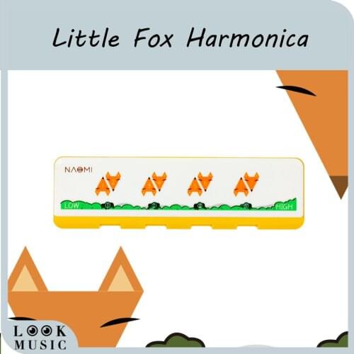 Little Fox 4 hole Harmonica Children Musical Educational Music Toys Instrument Cartoon Painted Yellow