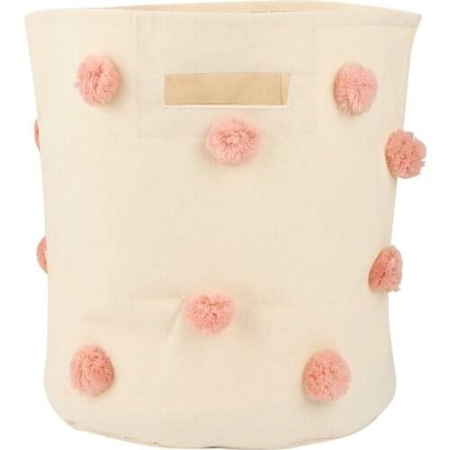 Ins Portable Canvas Handmade Wool Ball Waterproof Toy Storage Bucket Tabletop Sorting Sundry Storage Basket