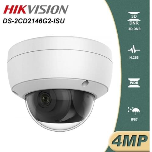 Hikivision DS-2CD2146G2-ISU 4MP IP Camera AcuSense IR PoE Dome Built-in MIC&SD Card Slot Video Surveillance CCTV Security IP67