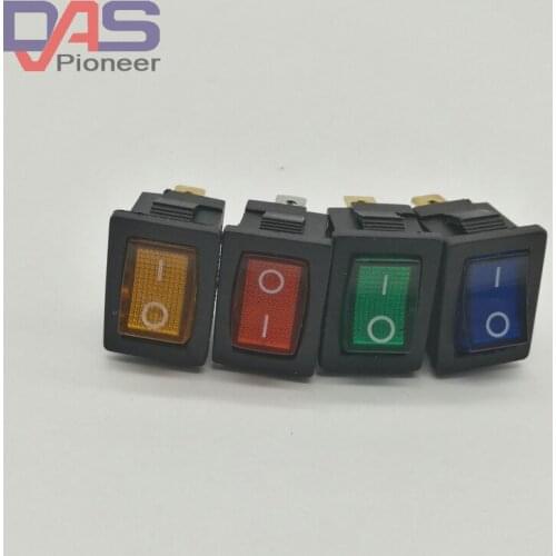KCD1-101N 3Pin Boat Car Rocker Switch 6A/10A 250V/125V AC Red Yellow Green Blue