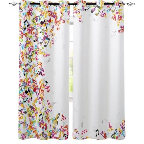 Colorful Musical Notes Music Symbol Curtain For Kitchen Living Room Bedroom Curtains Home Decoration Window Treatments Drapes