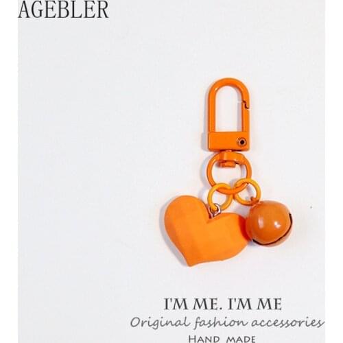 Creative New Keychain Love Heart Candy color Bell Bag Accessories Cute Car Keyring Charm Airpods Pendant Metal Key Chains Gift