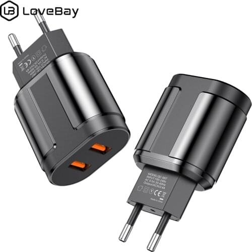 Lovebay EU/US Plug 2.4A Max Dual USB Fast Charging Adapter Wall Universal Mobile Phone Charger For iPhone For Samsung Xiaomi