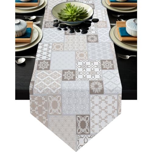 Moroccan Geometric Checks Table Runners Modern Home Kitchen Dining Tablecloths Wedding Party Table Decoration Table Runner