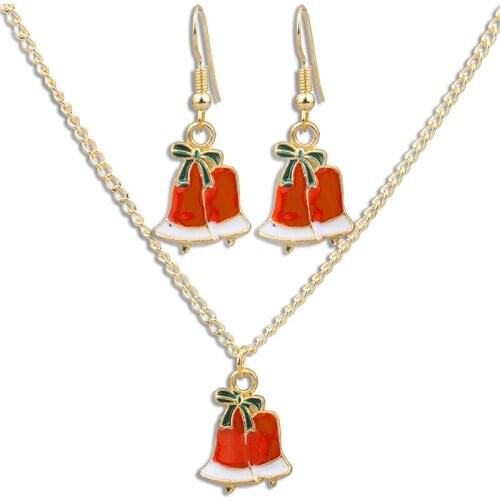 Fashion Women Christmas Jewerly Set Decorations Simple And Cute Wild Earrings And Necklace