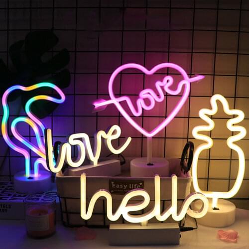 2020 LED Neon Light Small Night Lamp Stall Lamp USB + Battery Dual Use 5 Styles Available