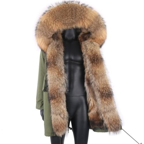 2021New Waterproof Real Fox Fur Coat Long Man Parka Winter Jacket Natural Raccoon Fur Collar Outerwear Streetwear Warm