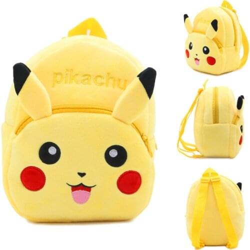New Pokémon Cute Cartoon Plush Backpack Pikachu Pattern Plush Stuffed Backpack Children Gift Boys Girl Kindergarten School Bag