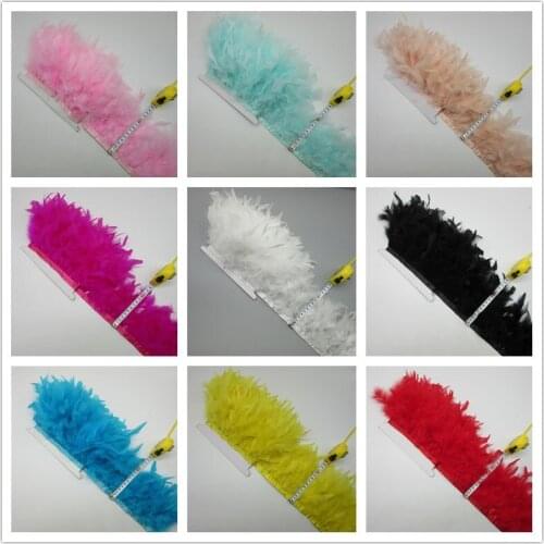 Wholesale 10 yards Natural Turkey Feather Fringe Trim Ribbon 10-15cm For Wedding Skirt/Dress/Clothes Decoration DIY Party Craft