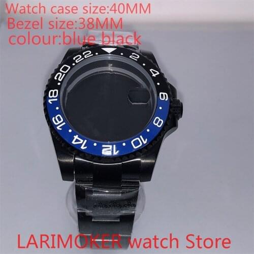 Suitable for Mingzhu 8215 40mm sapphire glass 904L stainless steel case sealing bottom cover, with bezel blue black