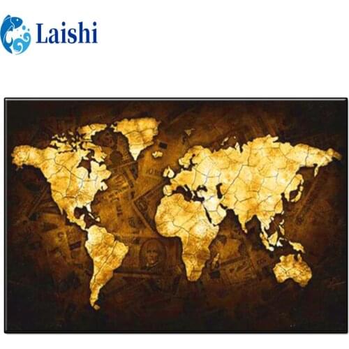 Full square/Round Diamond embroidery Vintage world map diamond Painting Cross Stitch Rhinestone Of picture Mosaic Diamond decor