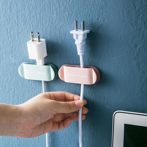 Winding Design Practical Wall-mounted Punch-free Power Plug Hook Mini Cable Tidy Organizer Moisture-proof for Living Room