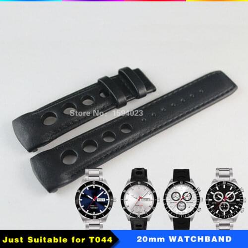 20mm T044430A PRS516 Watch Strap Durable Soft Genuine Leather T044 Watchband Wrist Bracelet T044417 Watches Man Group Black