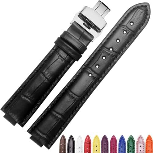 Color genuine leather strap 16*12mm 20*16mm Convex interface butterfly clasp replacement leather watch band for R30939125